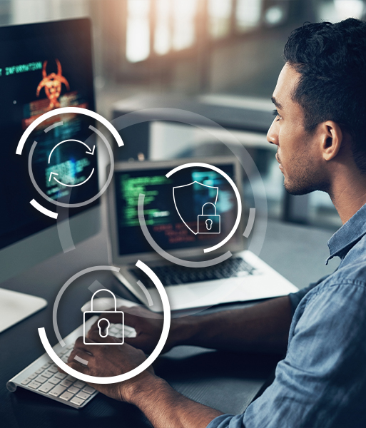 Backup- und Security-Lösungen: Mit unseren intelligenten Backup- und Security-Lösungen für Next-Level-Telefonie, Highspeed-Internet oder Standortvernetzung garantieren wir einwandfreie und absolut unterbrechungsfreie Kommunikation im Team Das Bild symbolisiert das sichere Gefühl der ecotel Kunden durch die Security-und Backup-Optionen.