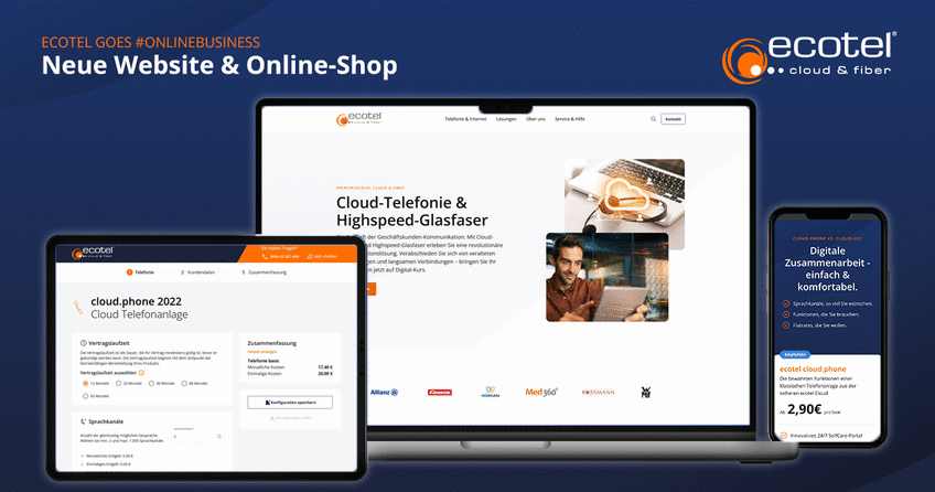 Grafik der Marke ecotel zur neuen Website und Online-Shop